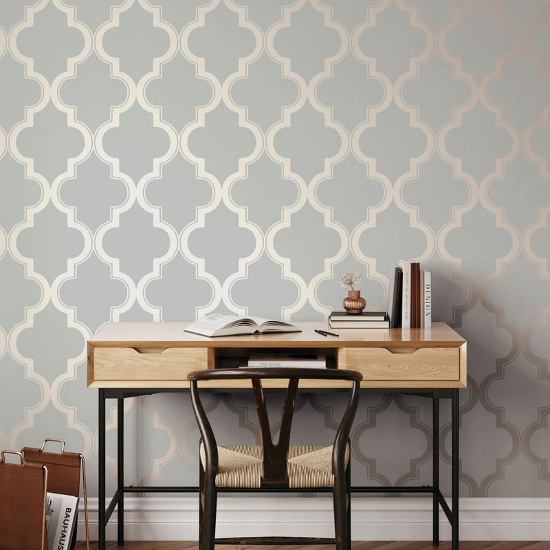 Tempaper Midnight & Metallic Gold Marrakesh Removable Peel and Stick Wallpaper, 20.5 in X 16.5 ft, Made in the USA - Image 2